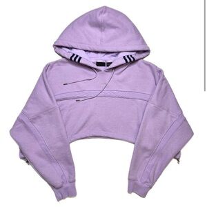 Adidas x Ivy Park purple crop shrug hooded sweatshirt size medium